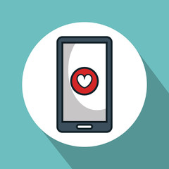 smartphone with heart app vector illustration design