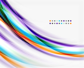Smooth colorful line on white. Wave abstract background