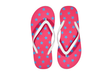 Colorful rubber slippers isolated on white background.