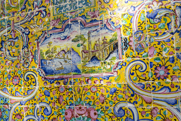 Obraz na płótnie Canvas Old mosaic wall in Golestan palace. Teheran, Iran.