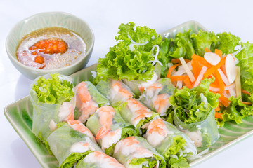 Fresh shrimp spring rolls