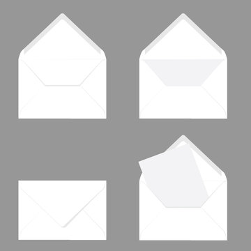 letter envelope in white color illustration on grey