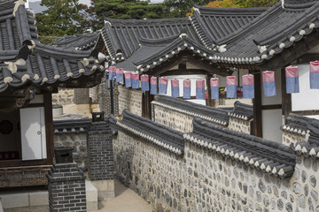 Naklejka premium Korea Old House w Namsangol Hanok Village w Seulu w Korei Południowej.