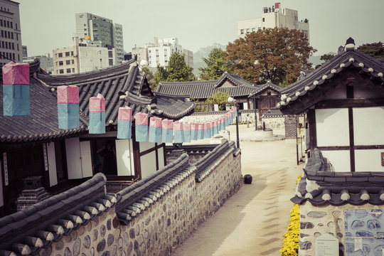 Korea Old House at Namsangol Hanok Village in Seoul South Korea.