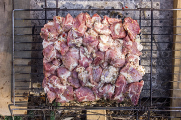 Close-up photo of meat on grill