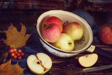 Apples in a colander