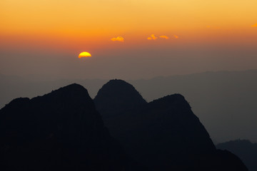 Fototapeta premium Sunset at Chiang dao mountain area, Chiang mai, Thailand.