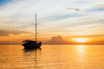 Yacht with sunset scene in koh phangan, Surat Thani, Thailand :