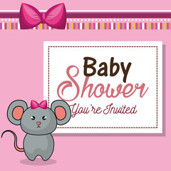 baby shower invitation with stuffed animal vector illustration design