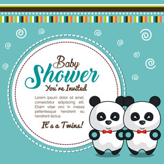 baby shower invitation with stuffed animal vector illustration design