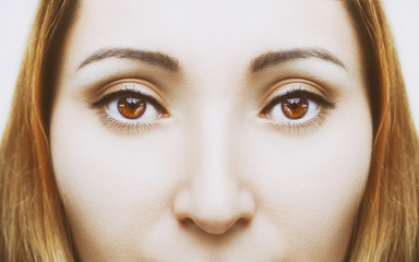 Beautiful insightful look brown woman's eyes