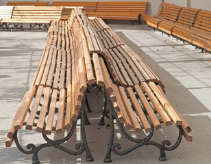 Wooden Park Bench