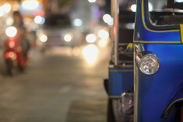 Tuk tuk waiting passenger at Night Bazaar market ,Chiang mai ,Thailand.