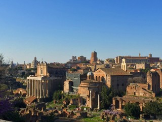 Roman forum ancient ruins aerial view