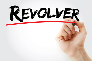 Hand writing Revolver with marker, concept background