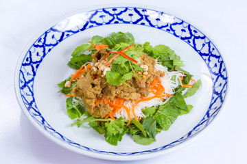 Rice noodles with pork and vegetable