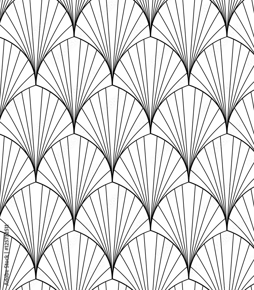 Wall mural Vector pattern. Monochrome ornament with abstract flower