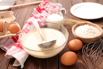 pancake dough with ingredient - obrazy, fototapety, plakaty