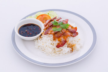 Steamed rice with roast pork