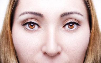 Fototapeta premium Beautiful insightful look brown woman's eyes