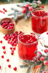 Cranberry drink and fresh berries