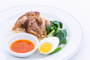 Stewed pork leg on rice