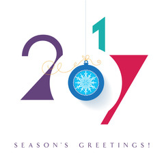 Seasons greetings. Happy New 2017 year. Colorful, contemporary design. Illustration. 