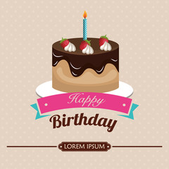 delicious sweet cake birthday vector illustration design