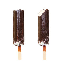 Set of two ice cream covered with chocolate