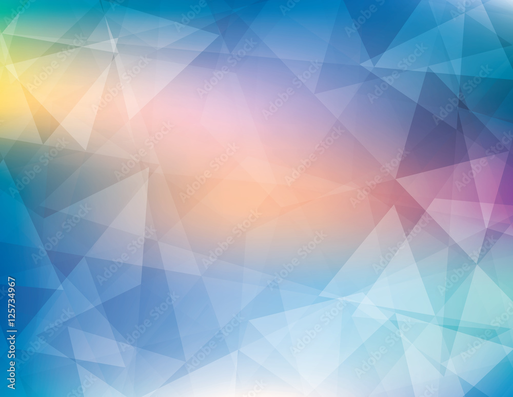 Aufkleber Blue background with gradient textured by transparent triangles. CMYK colors