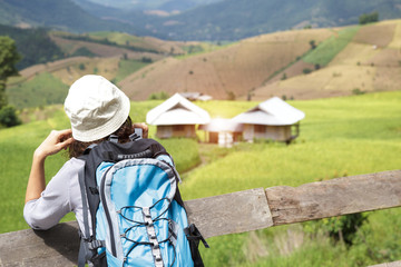 Naklejka premium lady bag packer