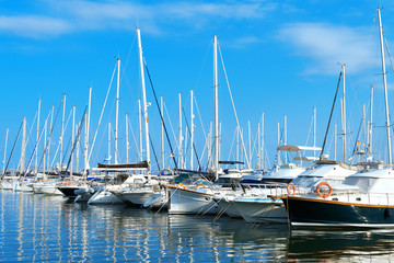 Many yachts and boats in the harbor.