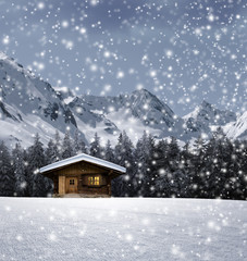 Fototapeta premium Schihütte im Schnee
