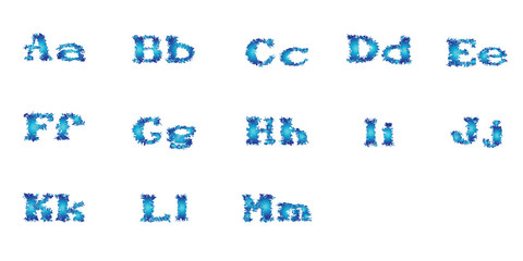 Obraz premium Alphabet winter ice ,cold water.Cut font. Vector illustration.