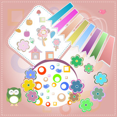 owls bird couple in love and gift boxes