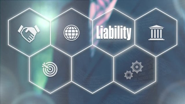 Businessman pressing a Business Liability concept