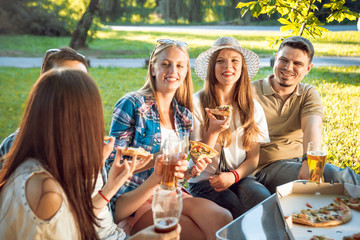 Cheerful friends on picnic