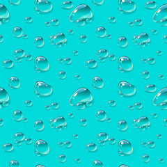 Purity water drops. Realistic liquid. Seamless vector pattern