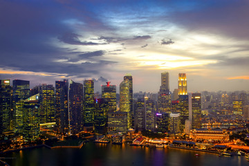 Fototapeta na wymiar Business downtown and city landscape of Singapore at twilight scene.