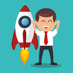 successful businessman with growth icon vector illustration design