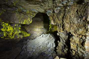 Old abandoned limestone quarry in village Kon-Kolodets Lipetsk Region, Russia