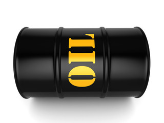 3D rendering Black oil barrel