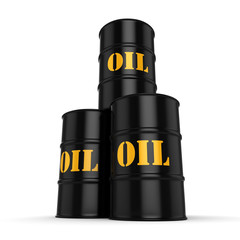 3D rendering Black oil barrels