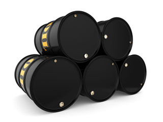 3D rendering Black oil barrels