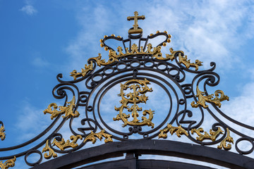 Cathrine monogram on the palace gates. The Tsarskoye Selo, State Museum-Preserve,
