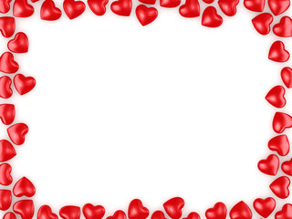 3D rendering frame of red hearts