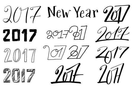 New year 2017 lettering set