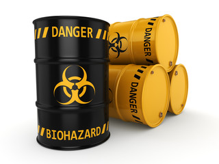 3D rendering biohazard barrels