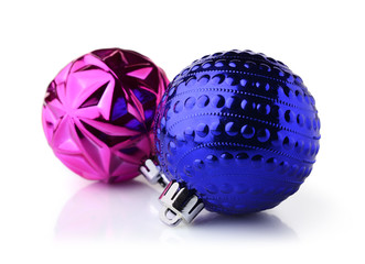 Blue and purple Christmas balls