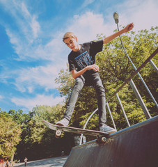 Young skateboarder in the park.